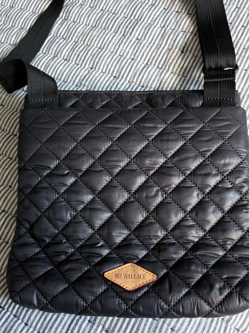 MZ Wallace Black Quilted Nylon Messenger Crossbody - Picture 3 of 4